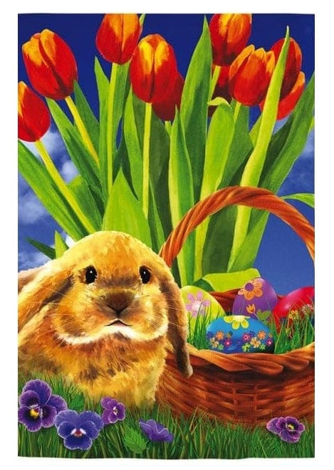 Tulips and Bunny Garden Flag 2 Sided Decorative heartlandflags