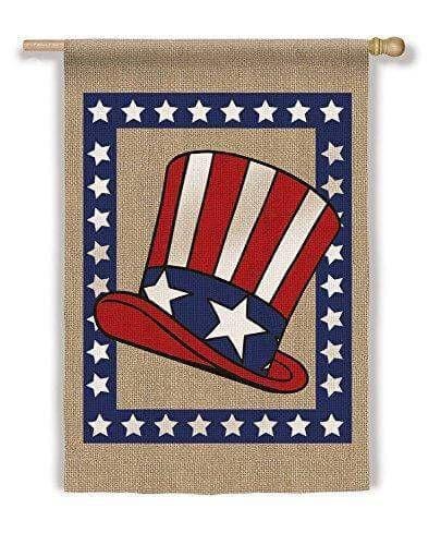 Uncle Sam Hat Flag 2 Sided Burlap House Banner heartlandflags