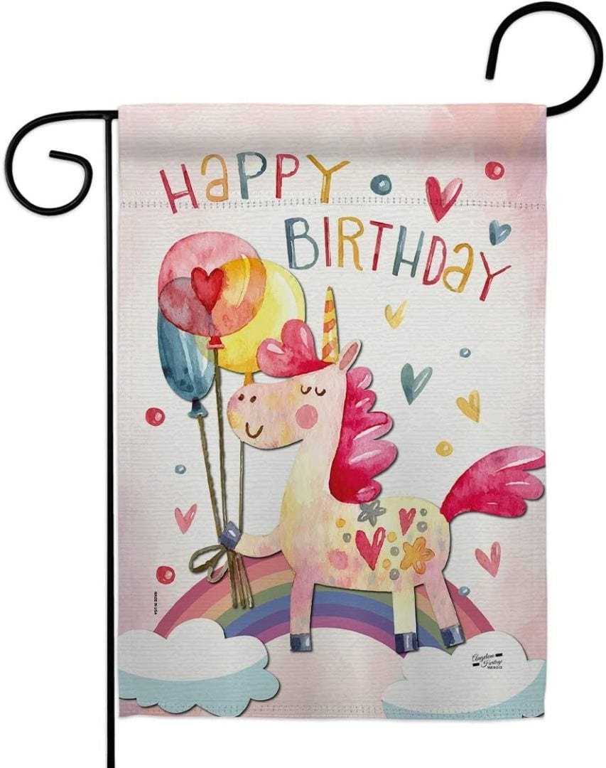 Unicorn Birthday Garden Flag Decorative Children heartlandflags