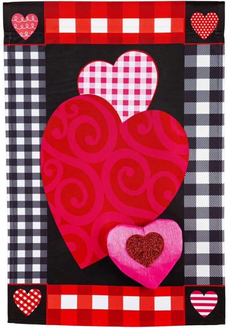 Valentine's Heart Patterned Border Garden Flag 2 Sided heartlandflags