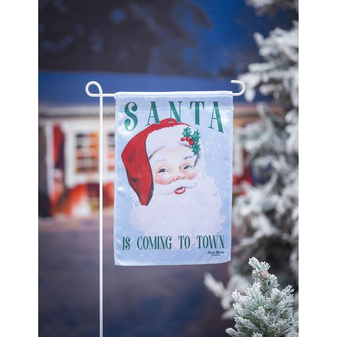 Vintage Santa Christmas Garden Flag 2 Sided Santa Is Coming To Town heartlandflags