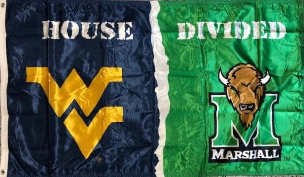 West Virginia vs Marshall Flag 3x5 House Divided 2 Sided Rivalry heartlandflags