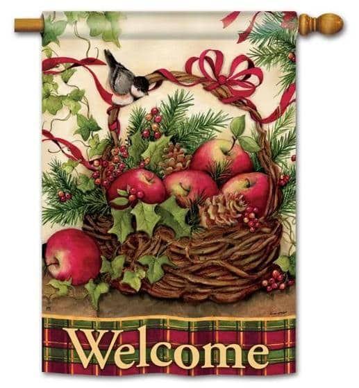 Winter Basket Flag 2 Sided Christmas Vertical Banner heartlandflags