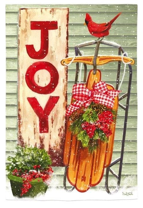 Winter Porch Garden Flag 2 Sided Joy heartlandflags