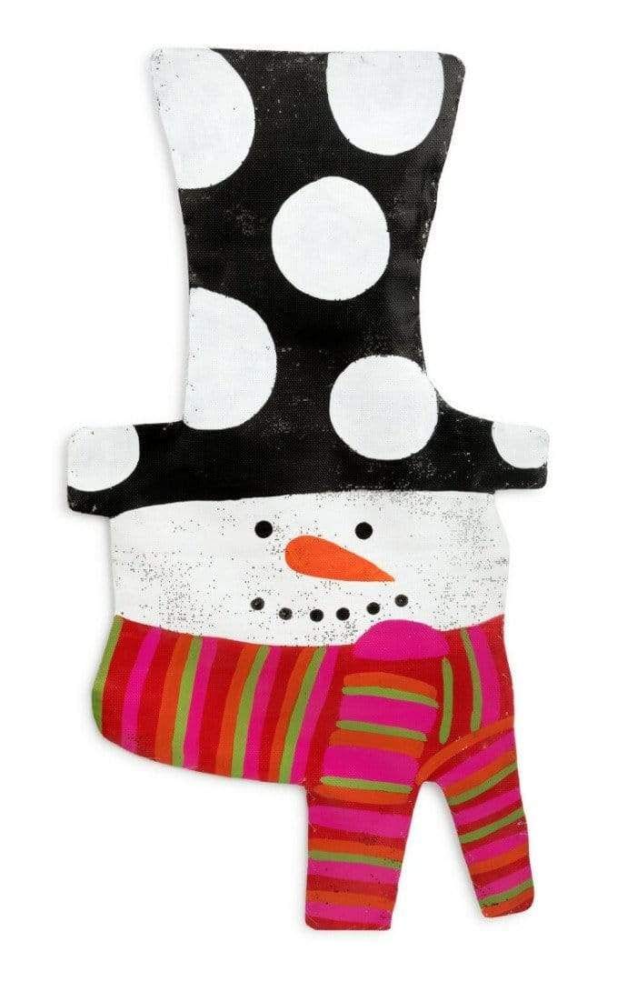 Winter Snowman Head With Scarf Door Decoration Peri Woltjer heartlandflags