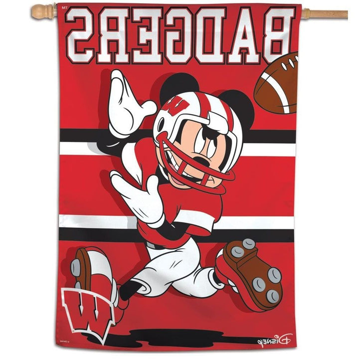 Wisconsin Badgers Banner Mickey Mouse Football Flag heartlandflags