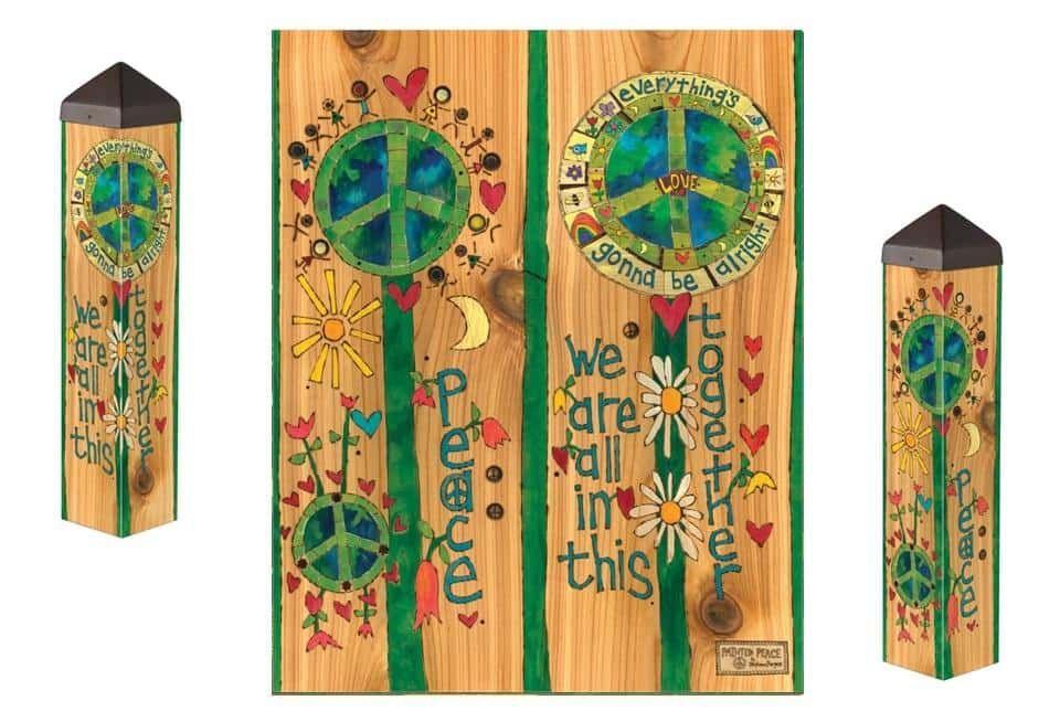 All In This Together Art Peace Pole 20 Inches Tall PL1237 Heartland Flags