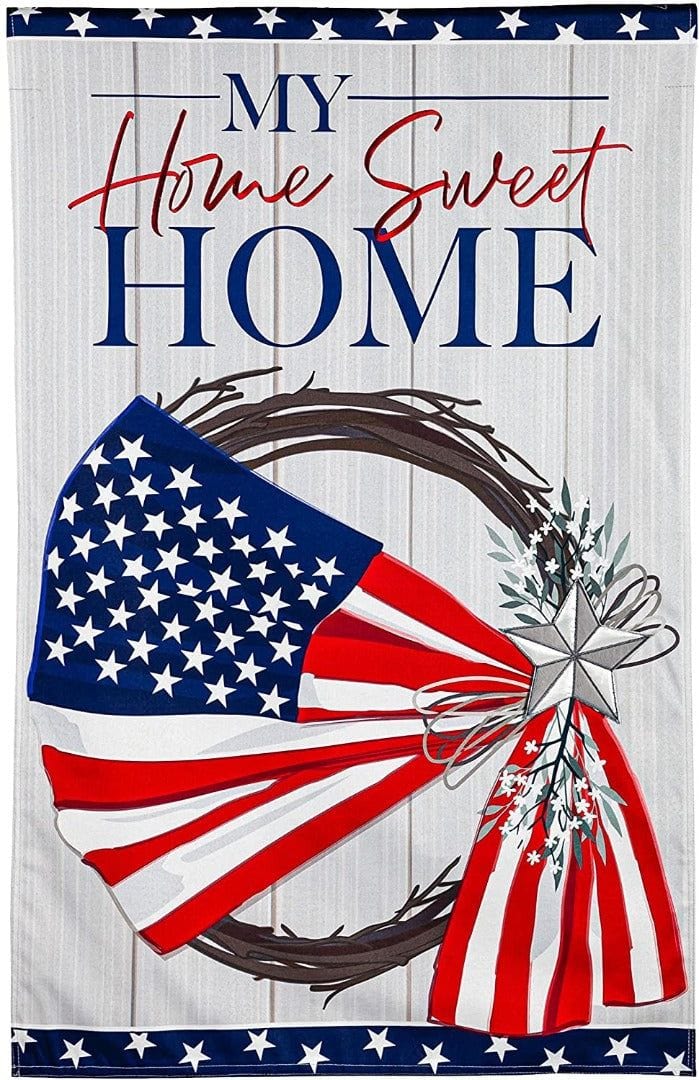 American Flag Wreath Flag 2 Sided House Banner Patriotic 13L10413 Heartland Flags