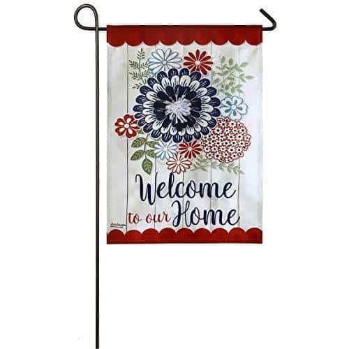 Americana Floral Patriotic Garden Flag 2 Sided Welcome To Our Home 14L8560 Heartland Flags