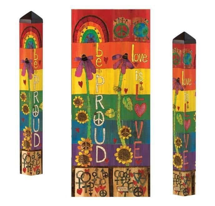 Be Proud Art Pole 40 Inches Tall Love Is Love Rainbow PL1190 Heartland Flags