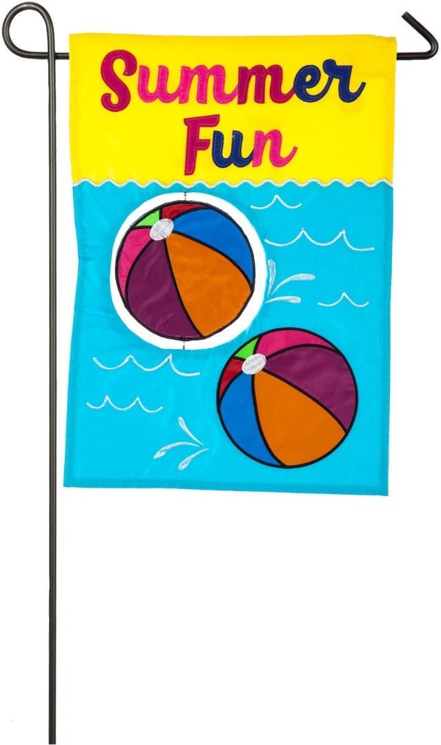 Beach Balls Garden Flag 2 Sided Applique Pool 168764BL Heartland Flags