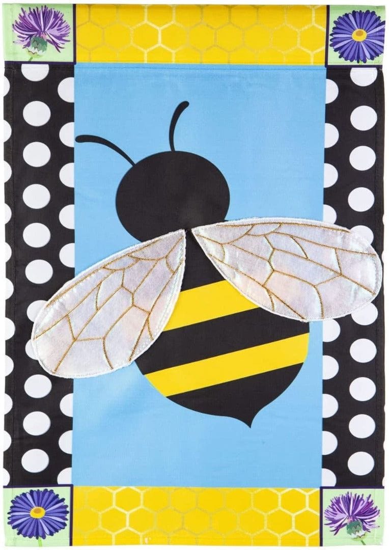 Bee with a Border Garden Flag 2 Sided Applique 169256SA Heartland Flags