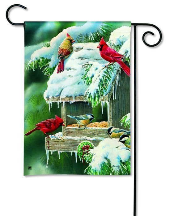 Bird Feeder Winter Garden Flag 2 Sided Cardinal 35973 Heartland Flags