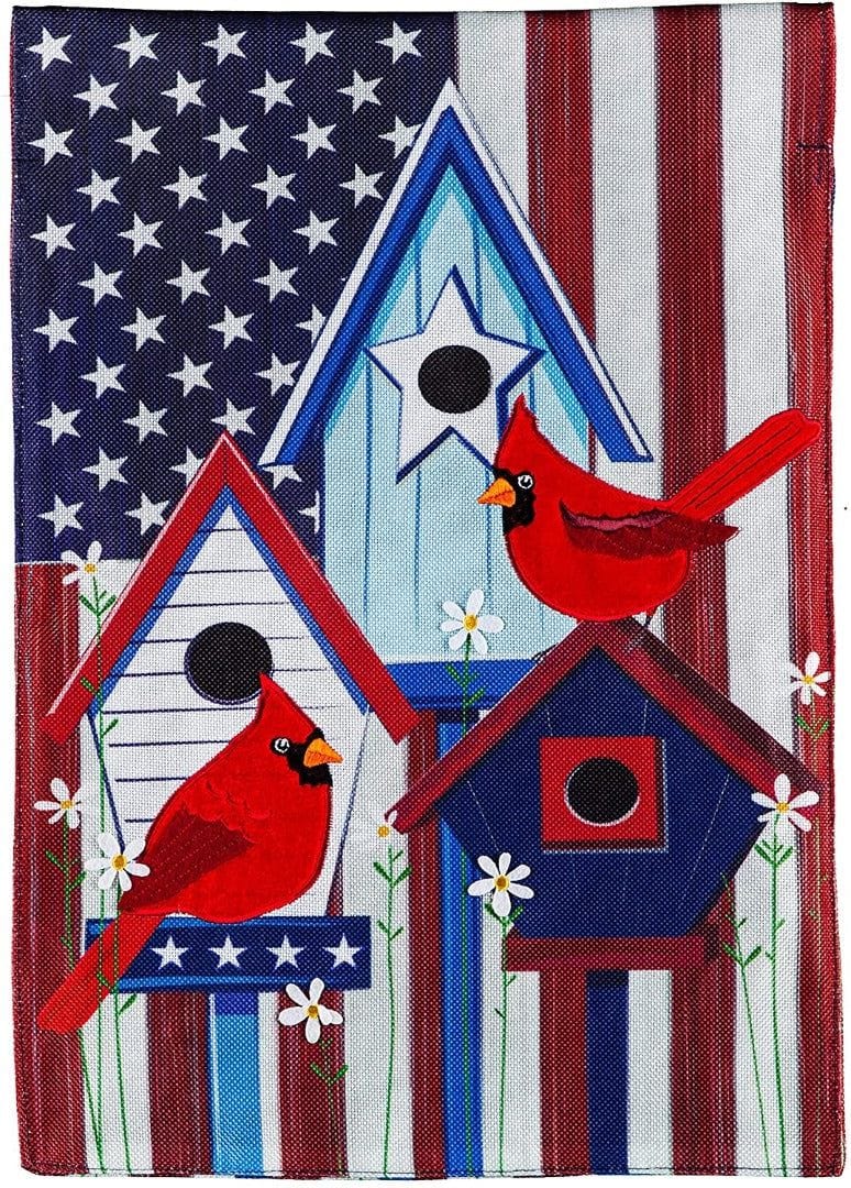 Birdhouses Patriotic Garden Flag 2 Sided Burlap 14B10406 Heartland Flags