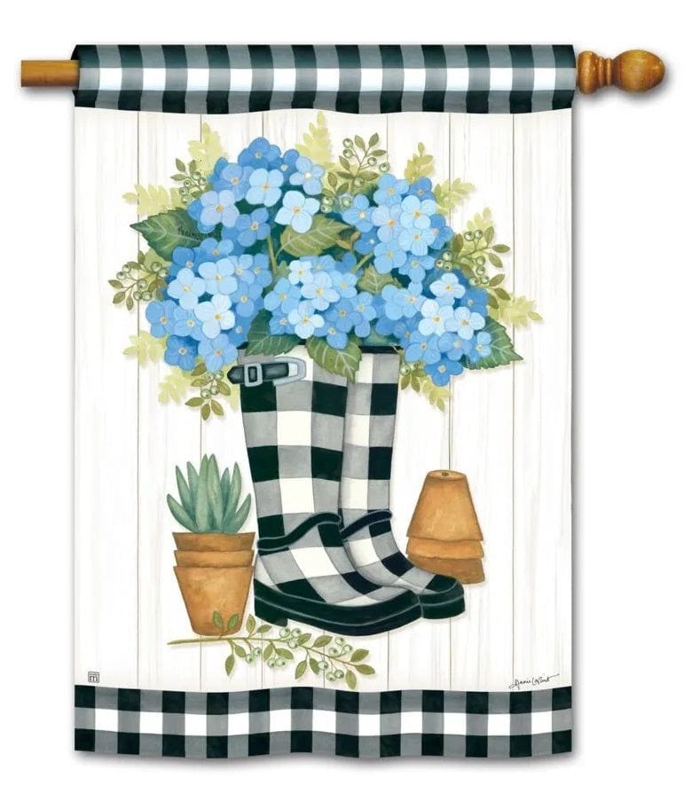 Black and White Wellies Flag 2 Sided Decorative Banner 92117 Heartland Flags