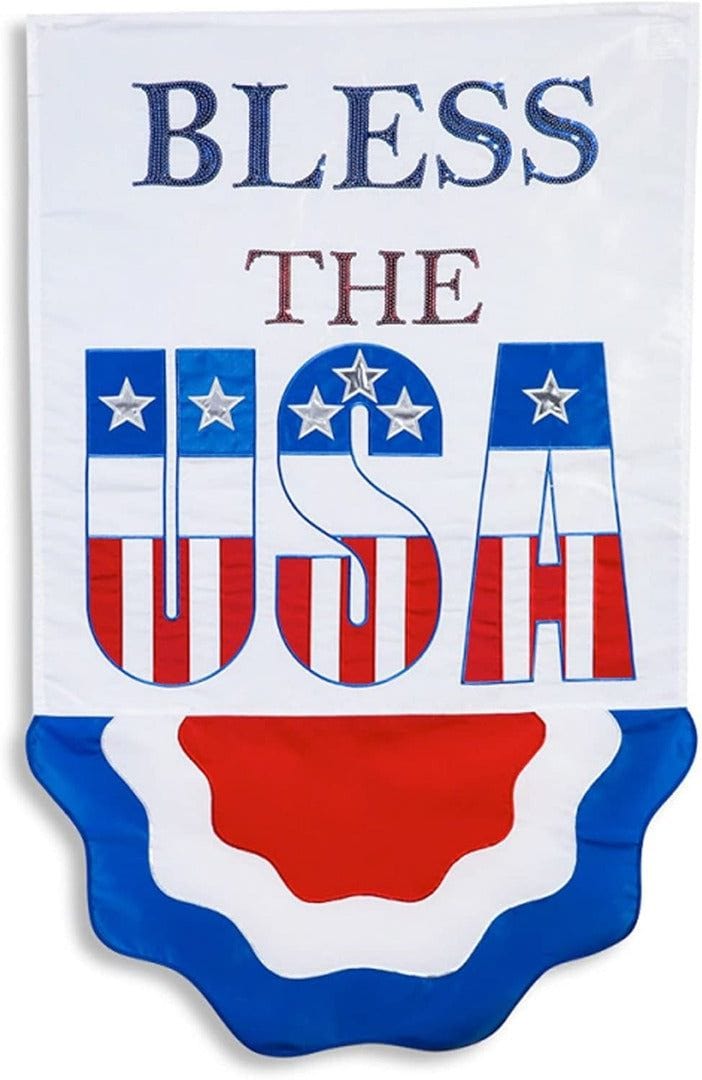 Bless the USA Flag 2 Sided Patriotic Bunting Banner 158023 Heartland Flags