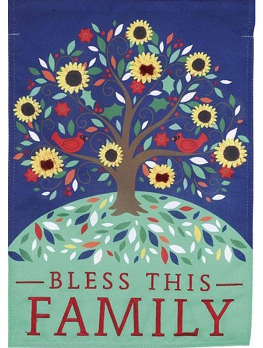 Bless This Family Garden Flag 2 Sided Earth Family Tree 14L8732BL Heartland Flags
