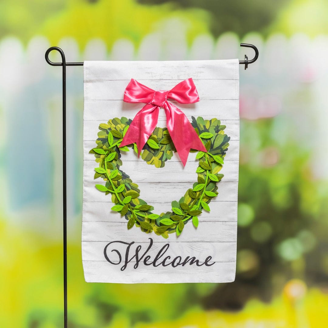 Boxwood Heart Valentine Garden Flag 2 Sided Welcome 14L10703 Heartland Flags