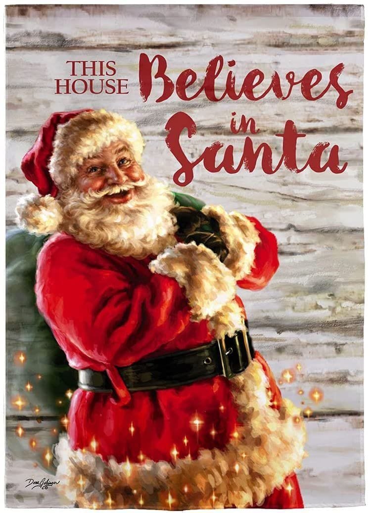 Christmas This House Believes In Santa Garden Flag 2 Sided Decorative 14S10035 Heartland Flags