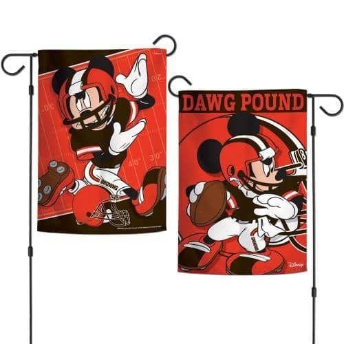 Cleveland Browns Garden Flag 2 Sided Mickey Mouse DAWG POUND Disney 71391117 Heartland Flags