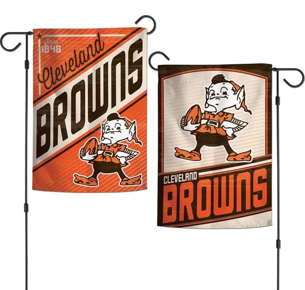 Cleveland Browns Garden Flag 2 Sided Retro Elfie Logo 08159220 Heartland Flags