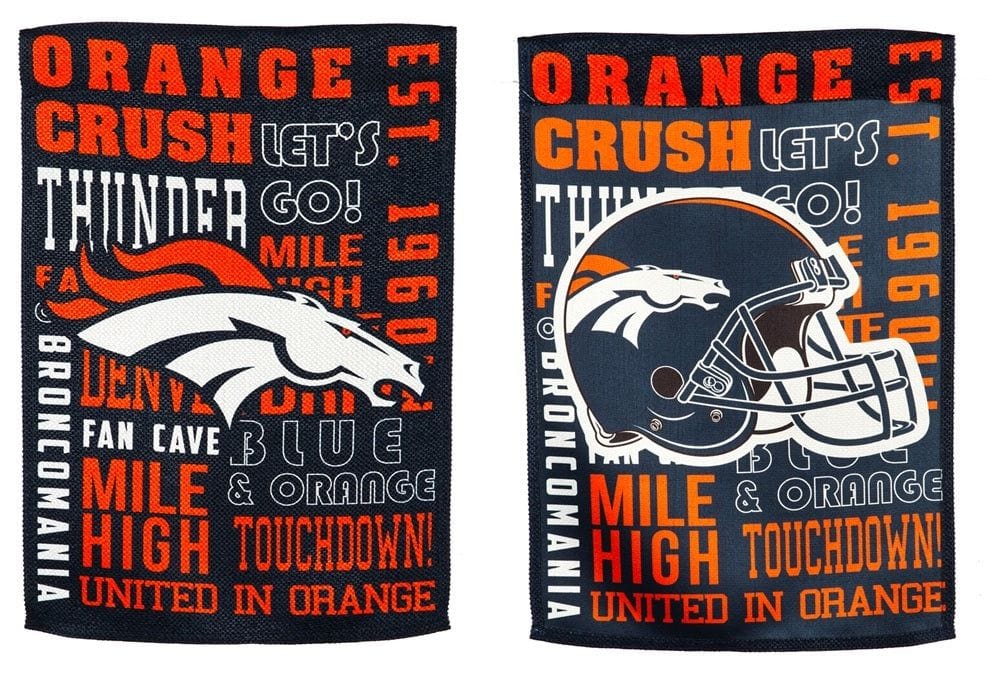 Denver Broncos Garden Flag 2 Sided Fan Rules Orange Crush 14ES3809FR Heartland Flags
