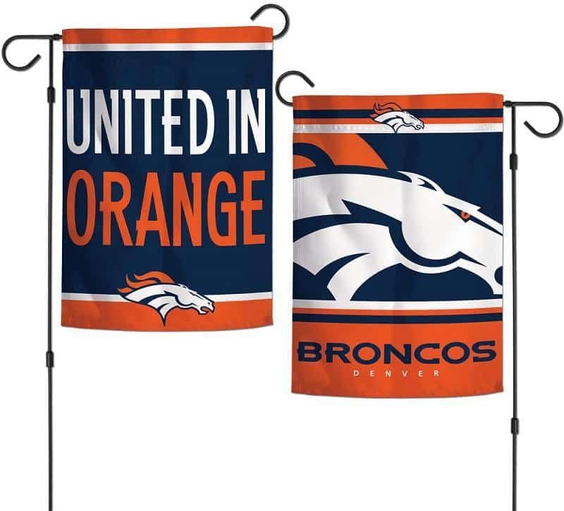Denver Broncos Garden Flag 2 Sided United In Orange Slogan 75746218 Heartland Flags