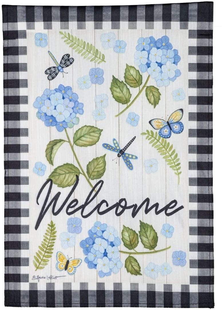 Dragonfly Welcome Garden Flag 2 Sided Strie 14T10263 Heartland Flags