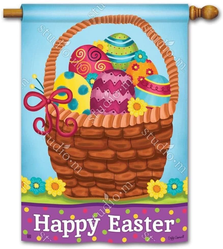 Easter Basket Full of Eggs Flag 2 Sided House Banner 91644 Heartland Flags