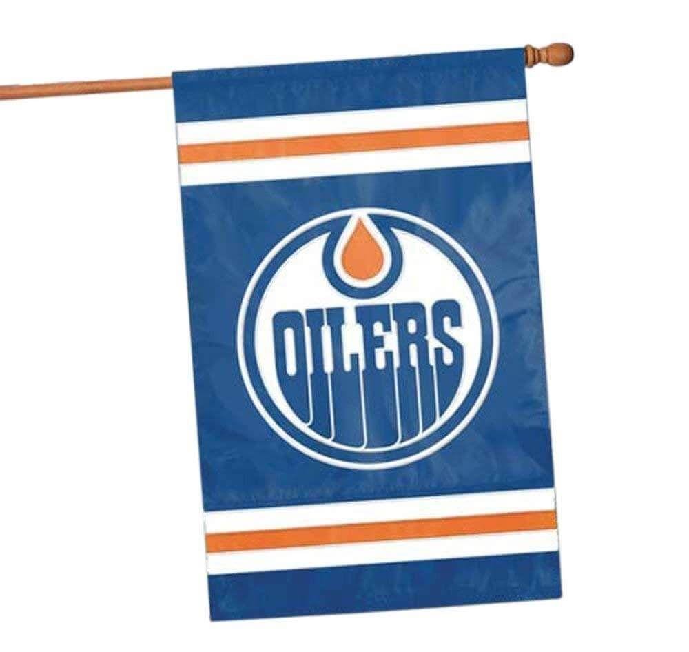 Edmonton Oilers Banner 2 Sided Applique Vertical Flag AFOIL Heartland Flags