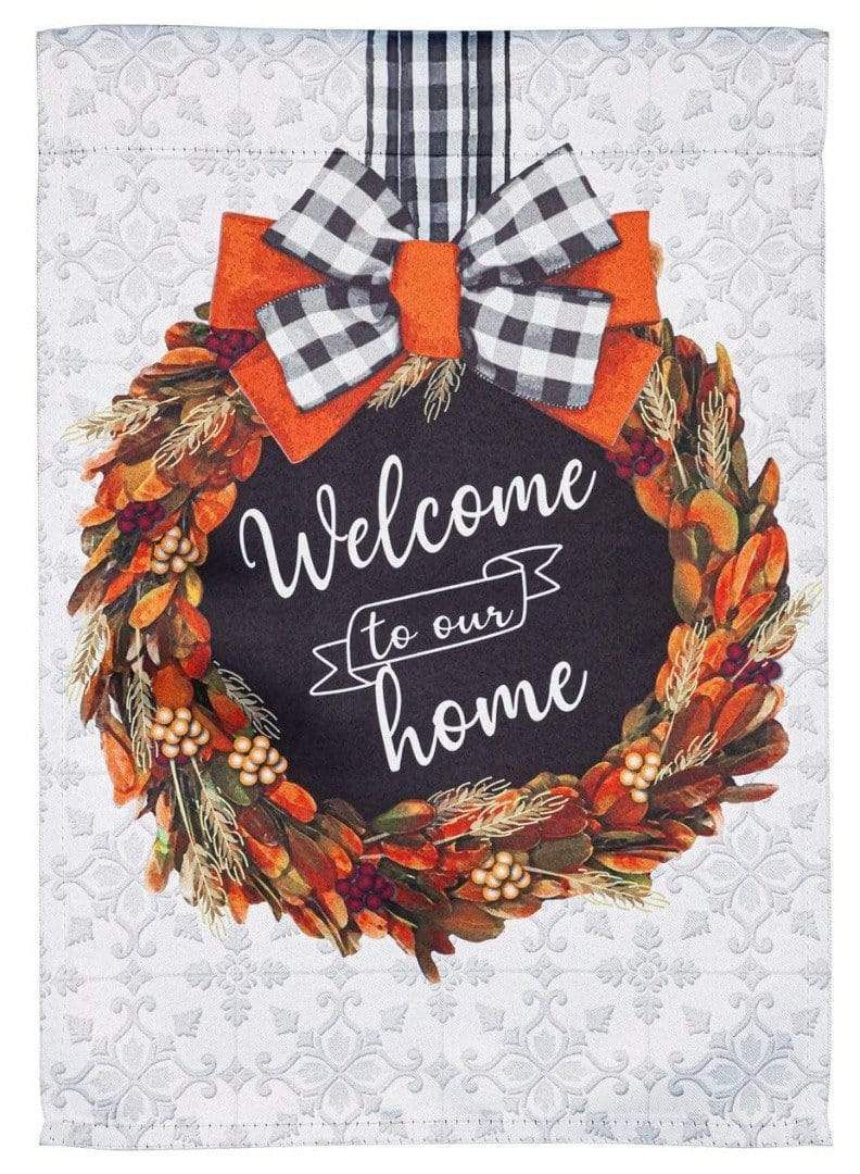 Fall Boxwood Wreath Garden Flag 2 Sided Welcome To Our Home 14S10010 Heartland Flags
