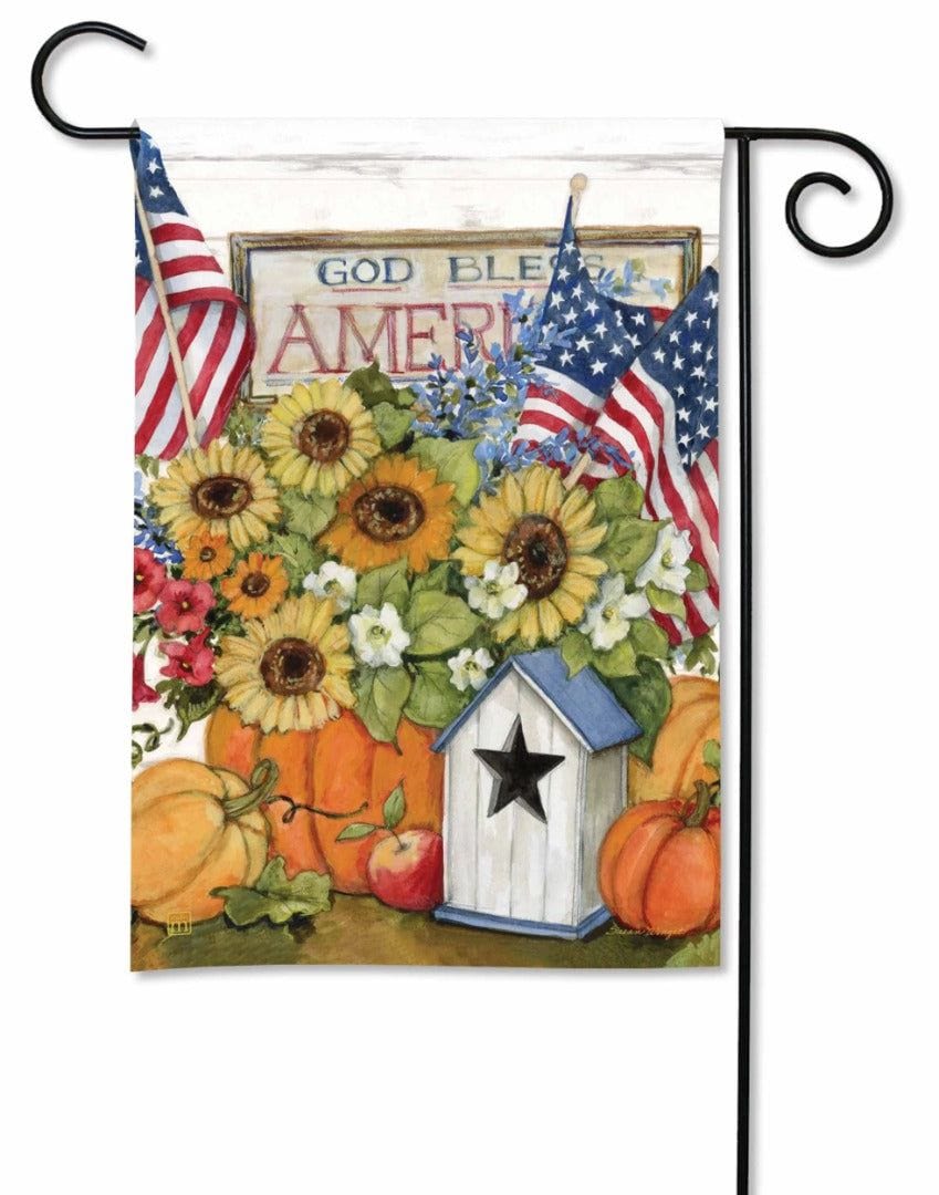 Fall Flags Garden Flag Susan Winget God Bless America 36915 Heartland Flags