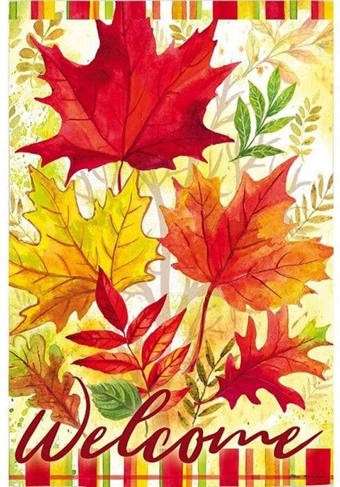 Fall Leaves Garden Flag 2 Sided Autumn Welcome 14S8225 Heartland Flags