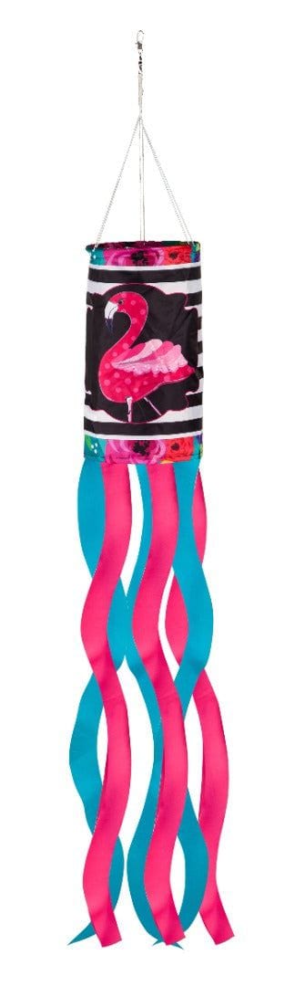 Flamingo Stripes and Flowers Windsock 40 Inches Long 40S1139 Heartland Flags