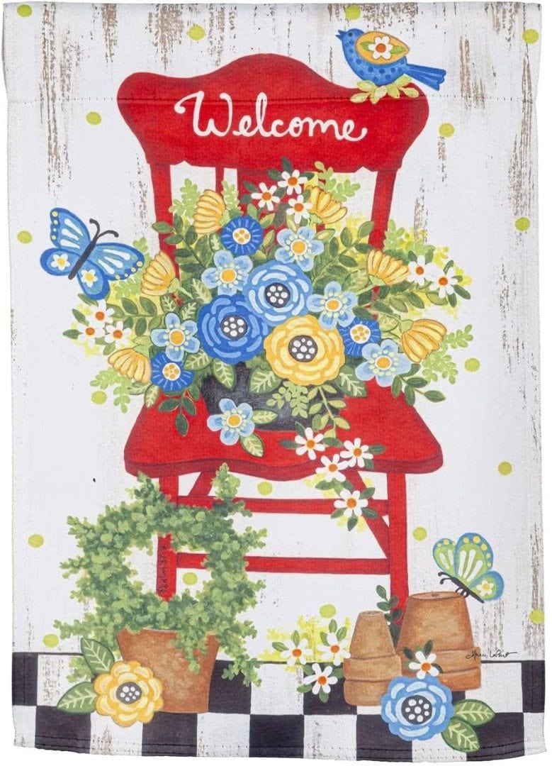 Floral Chair Garden Flag 2 Sided Decorative 14S10328 Heartland Flags