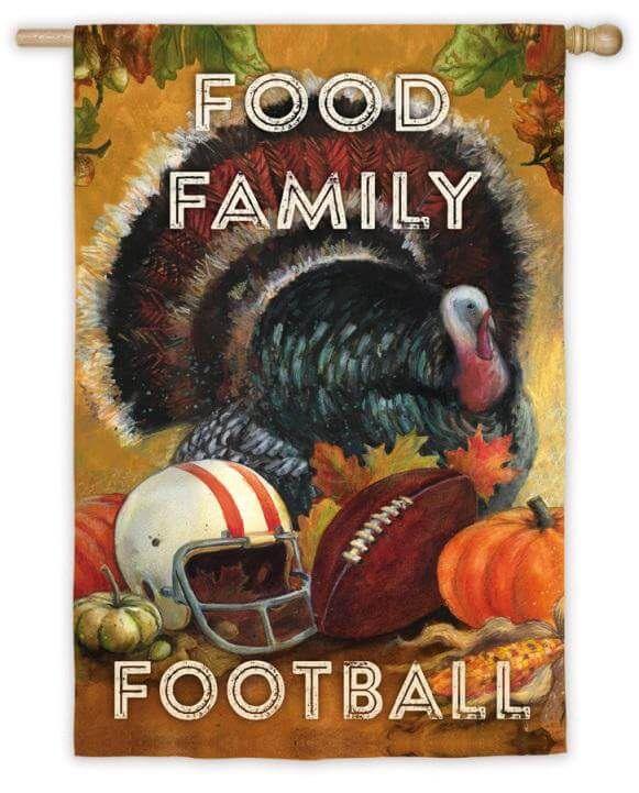 Food Family Football Flag 2 Sided Thanksgiving House Banner 13S3511 Heartland Flags