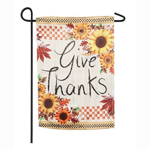 Give Thanks Garden Flag 2 Sided Thanksgiving 14S8145 Heartland Flags