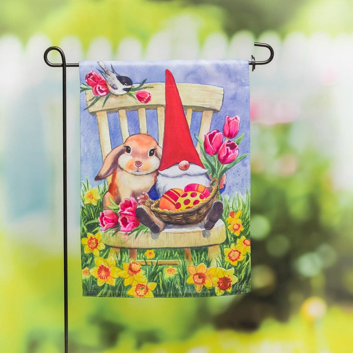 Gnome and Rabbit Easter Garden Flag 2 Sided Spring 14S10674 Heartland Flags