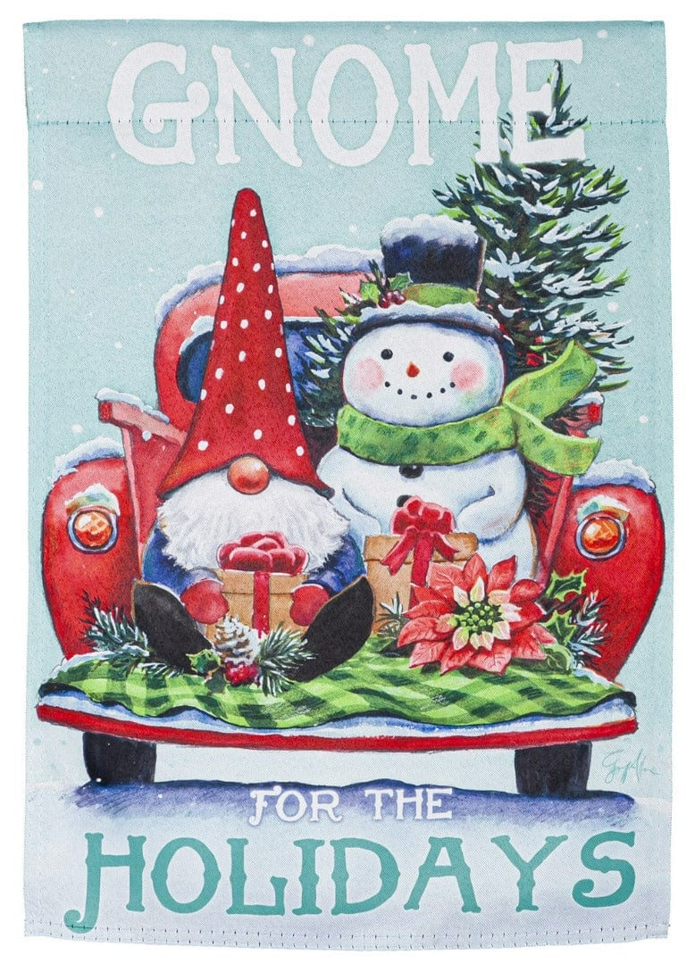 Gnome For The Holidays Truck Christmas Garden Flag 2 Sided 14S10556 Heartland Flags