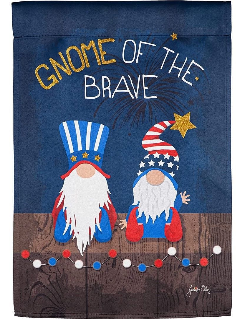 Gnome of the Brave Garden Flag 2 Sided Patriotic 14S10386BL Heartland Flags