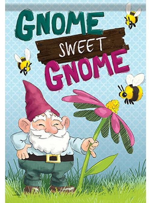 Gnome Sweet Gnome Garden Flag 2 Sided Bee 49889 Heartland Flags