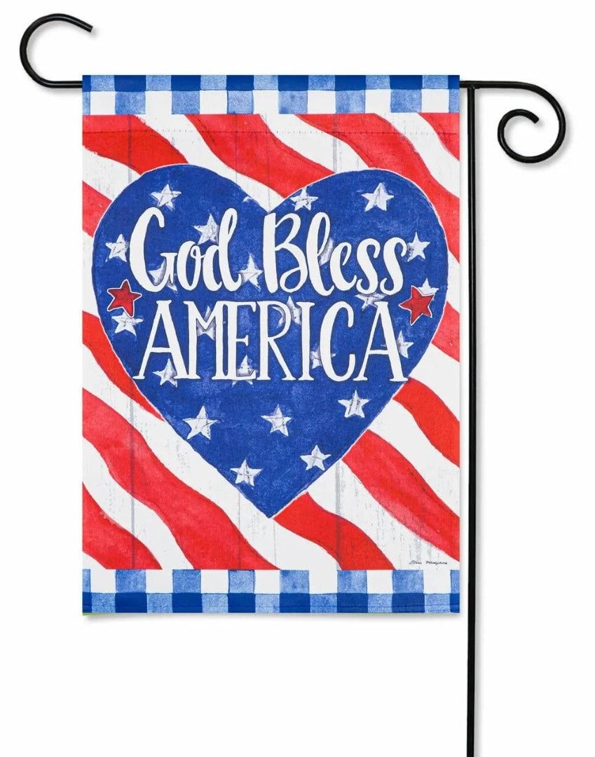 God Bless America Heart Garden Flag 2 Sided Patriotic 14S10393 Heartland Flags