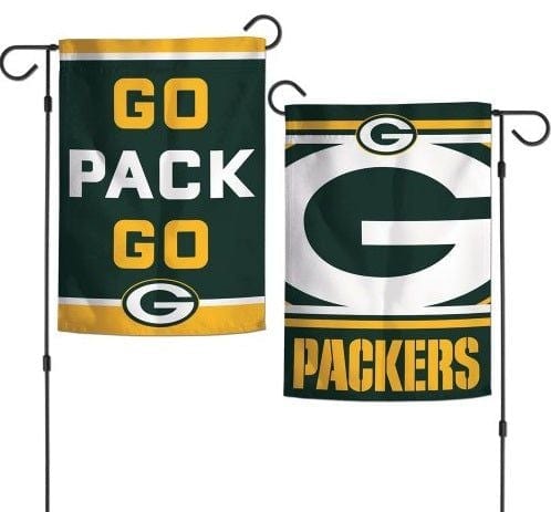 Green Bay Packers Garden Flag 2 Sided Go Pack Go Slogan 75935119 Heartland Flags