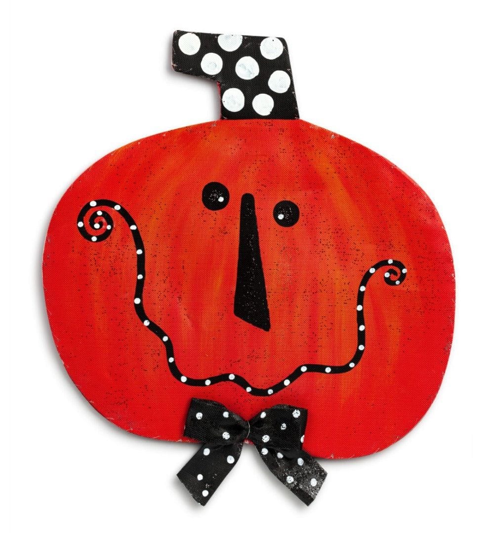 Halloween Pumpkin With Bow Door Hanger Peri Woltjer Screenings 2020220136 Heartland Flags