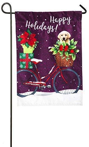 Happy Holiday Bicycle Christmas Garden Flag 2 Sided 14L4520 Heartland Flags