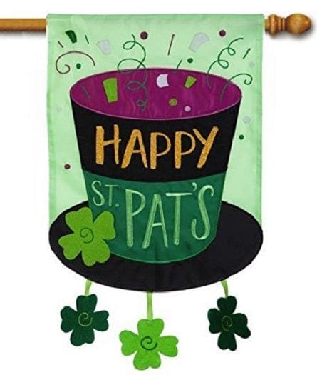 Happy St Pats Flag Dangling Clovers 2 Sided House Banner 158735BL Heartland Flags