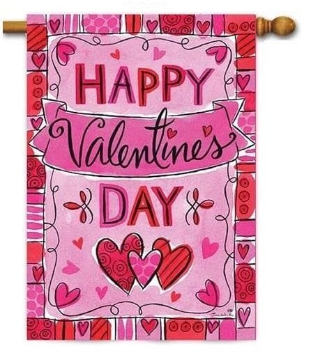 Happy Valentine's Day Banner 2 Sided Flag 2327FL Heartland Flags