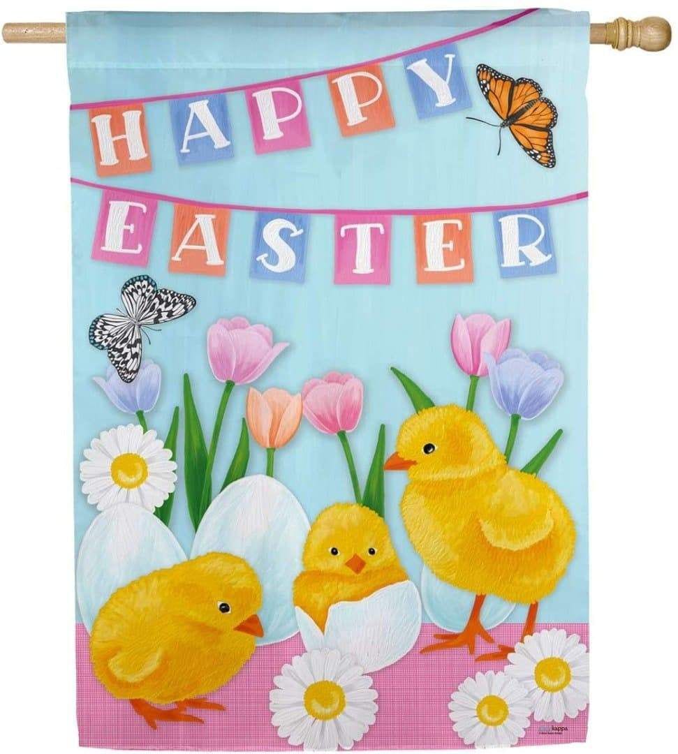 Hatched Happy Easter Flag 2 Sided House Banner 13S9492 Heartland Flags