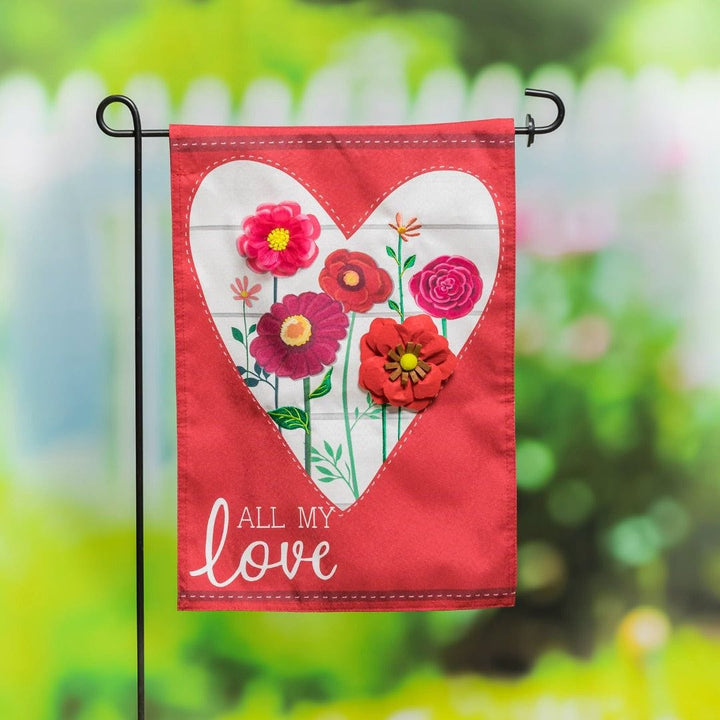 Heart of Flowers Valentine Garden Flag 2 Sided All My Love 14L10661 Heartland Flags
