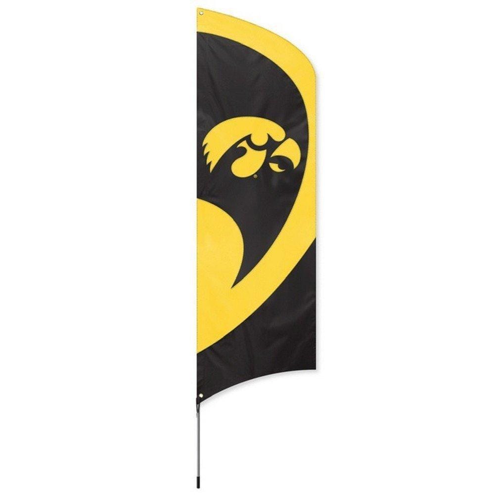 Iowa Hawkeyes Tall Feather Flag Tigerhawk Logo Gold Black TTIA Heartland Flags
